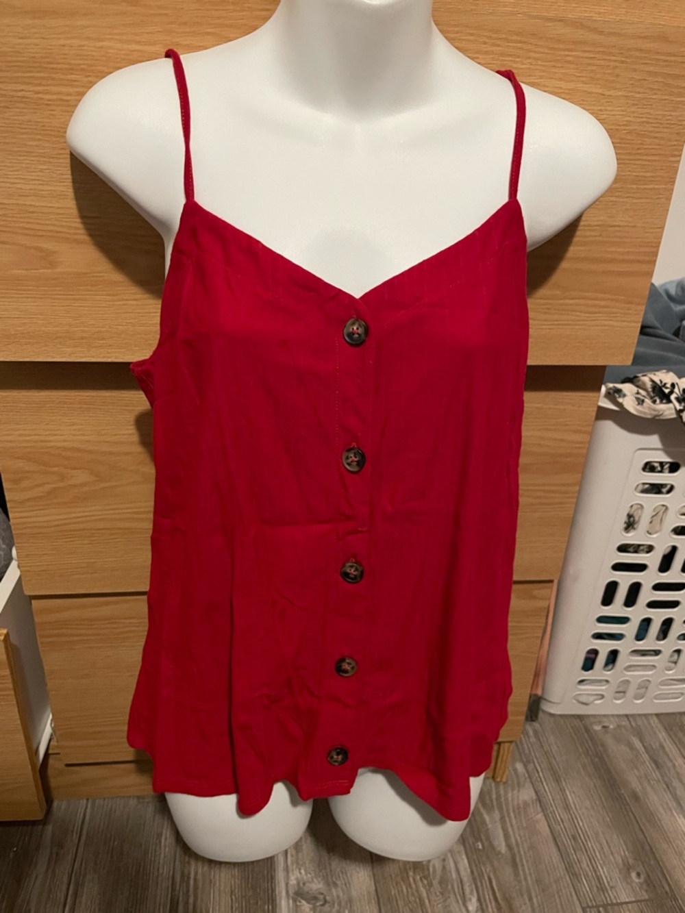 Reitmans Red Button-Front Spaghetti Strap Cami